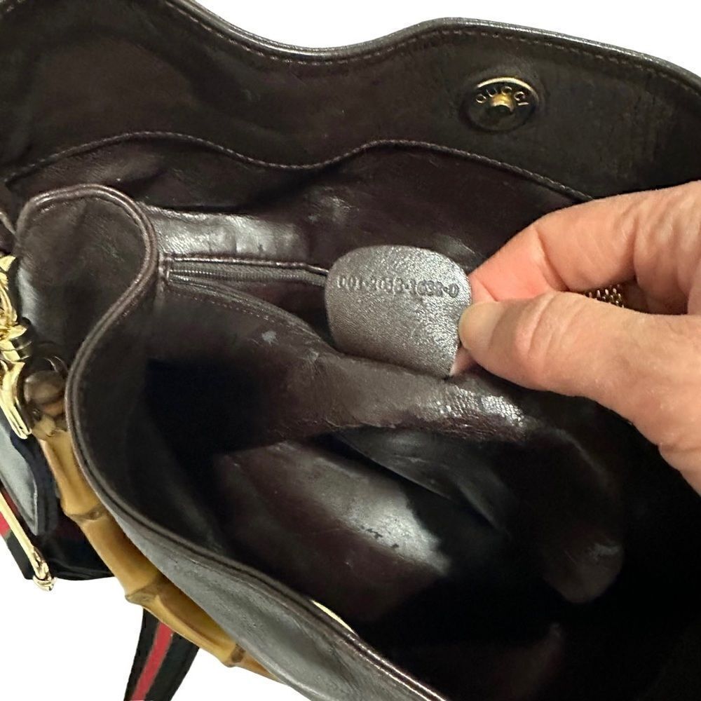 Gucci leather bag with bamboo handles - Picture 9 of 14